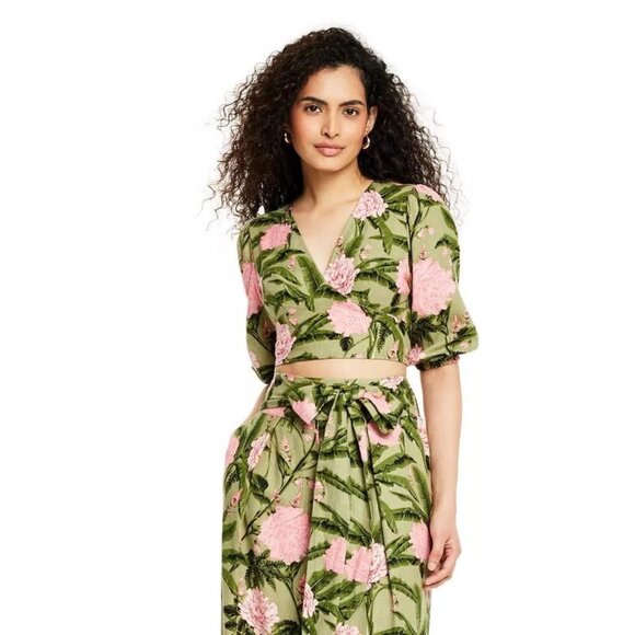 Bendita x Target Peony Print Tie Wrap Top - Picture 2 of 6